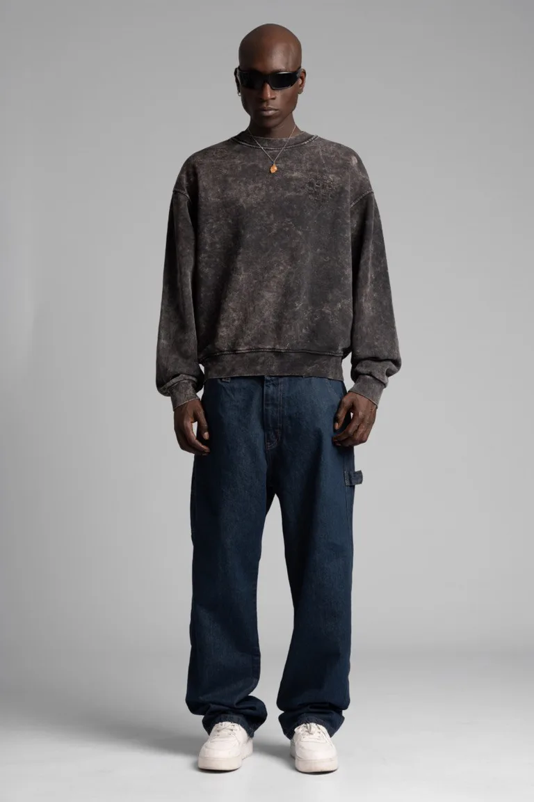 Sweatshirt Oversized cu Broderie Geometrică — imaginea 2