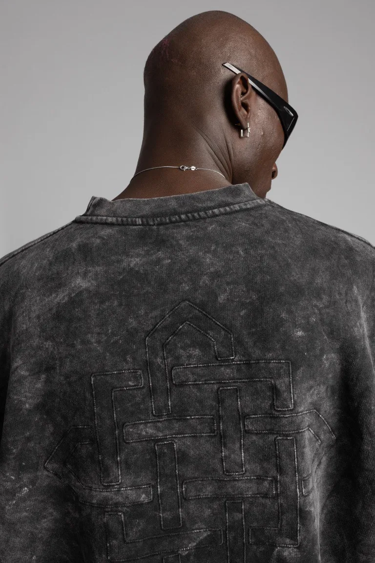 Sweatshirt Oversized cu Broderie Geometrică — imaginea 4