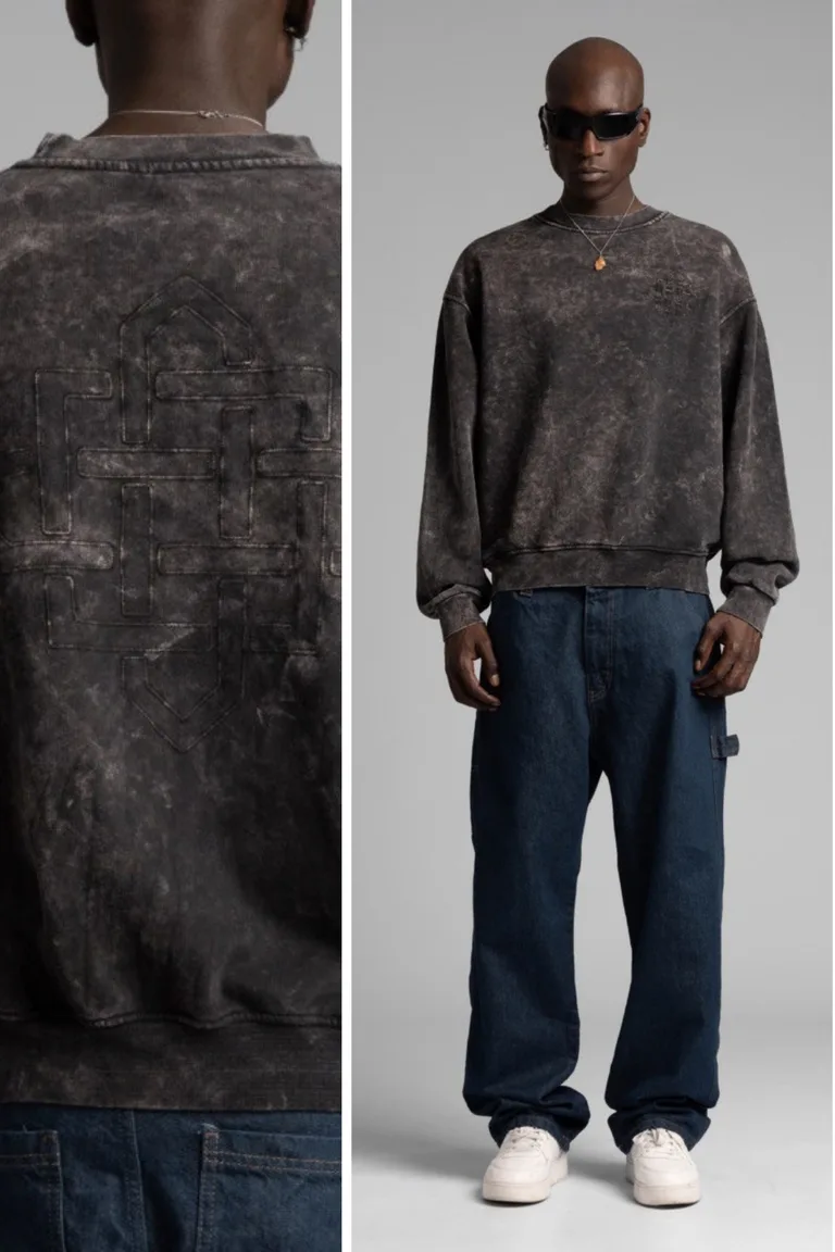 Sweatshirt Oversized cu Broderie Geometrică