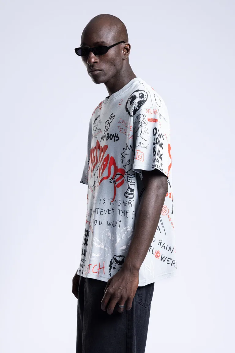 Tricou Oversize Imprimat Grafic cu Mânecă Scurtă — imaginea 3