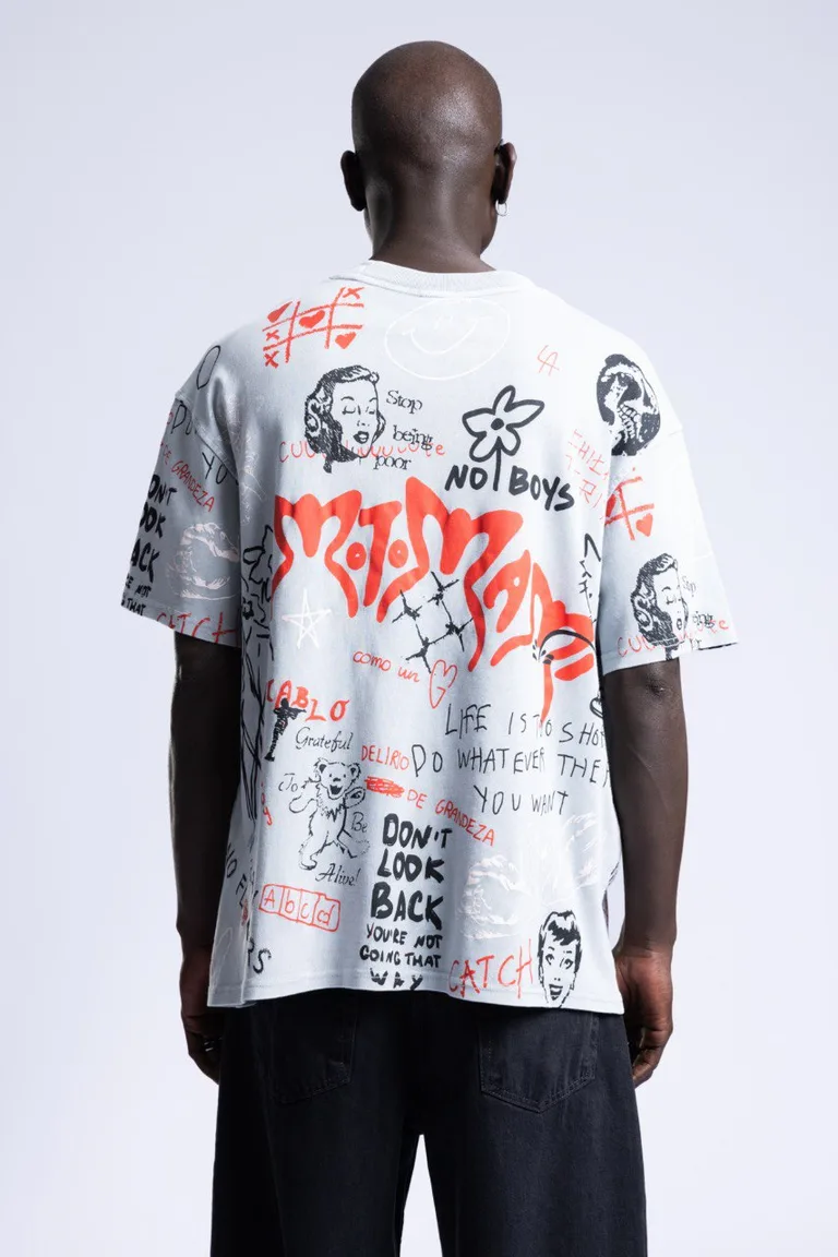 Tricou Oversize Imprimat Grafic cu Mânecă Scurtă — imaginea 4