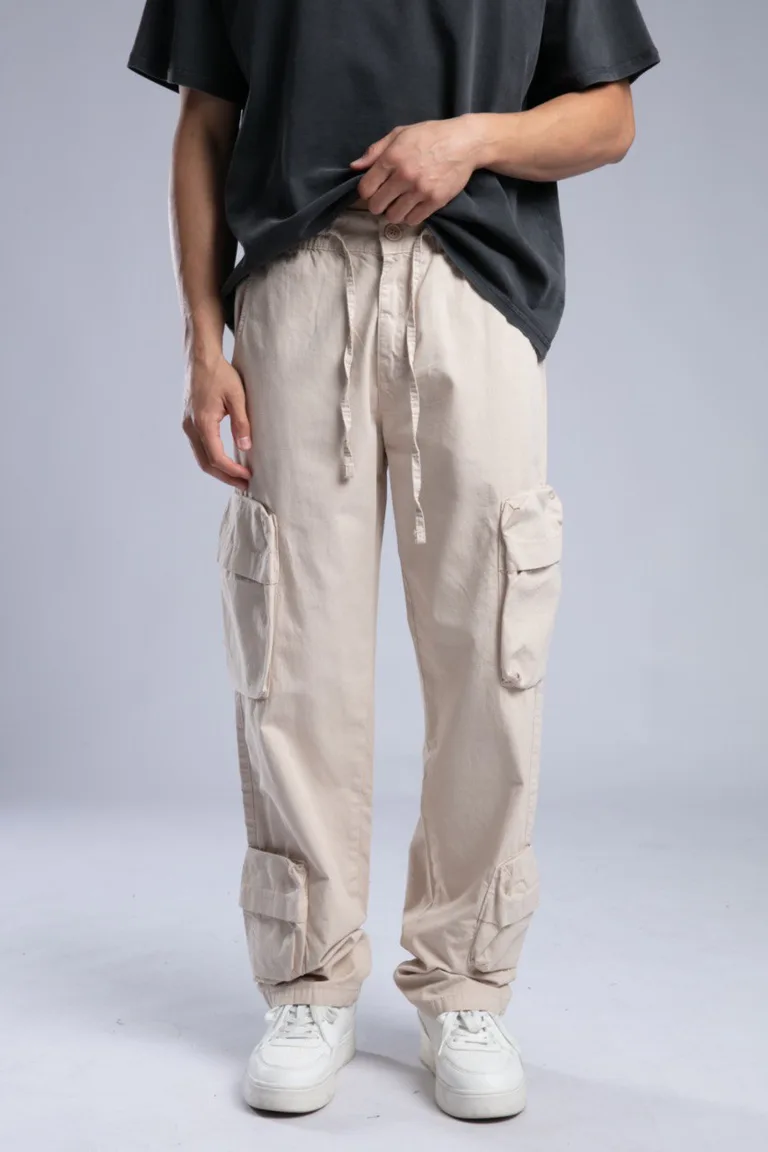 Pantaloni Cargo Bărbați cu Talie Elastică și Șnur — imaginea 2