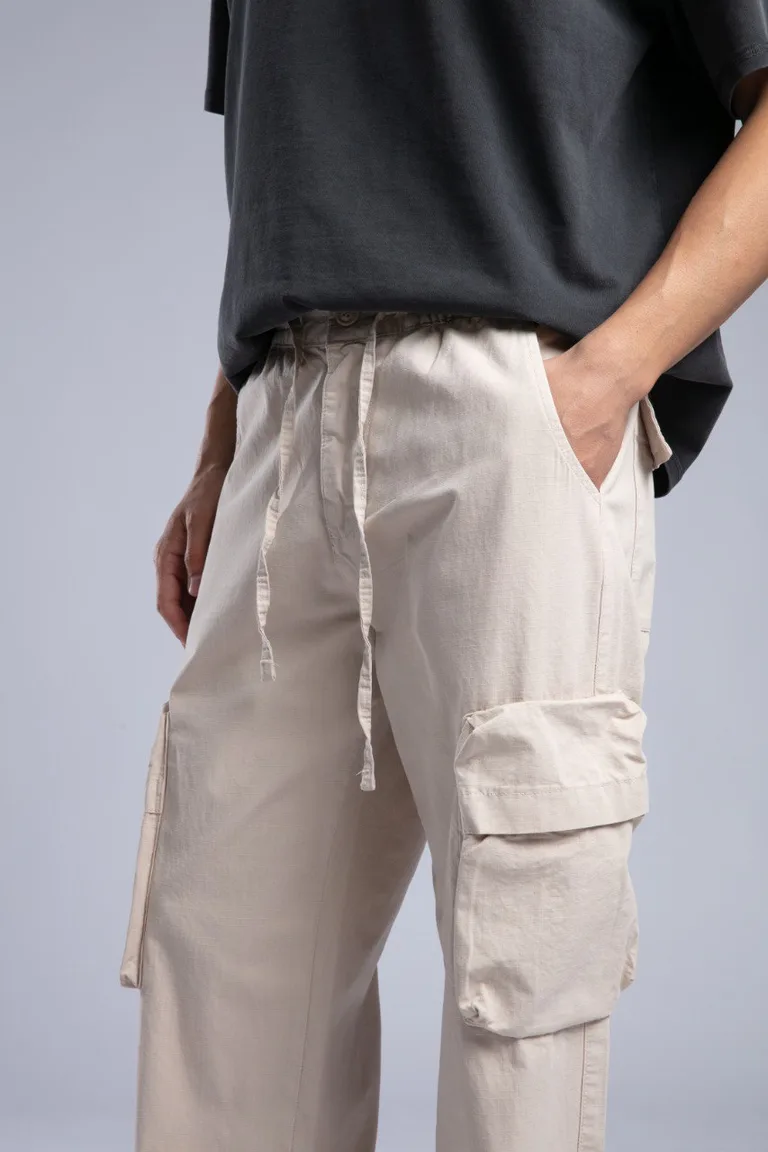 Pantaloni Cargo Bărbați cu Talie Elastică și Șnur — imaginea 3